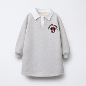 Disney Zara girls fleece collar polo sweater dress Minnie Mouse